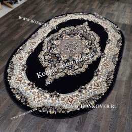 Турецкий Ковер Медальон дизайн 72 Синий Овальный